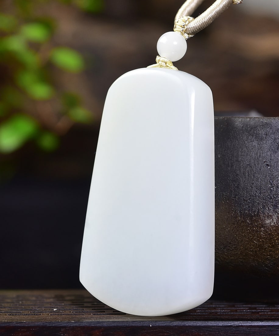 White Hetian Jade Lucky Pendant - 5