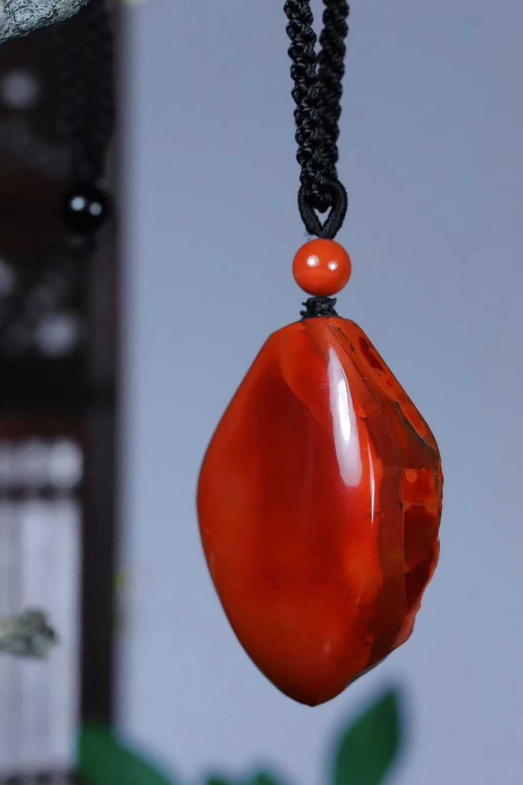 Natural Nanhong Agate Original Stone Pendant w Certificate - 2