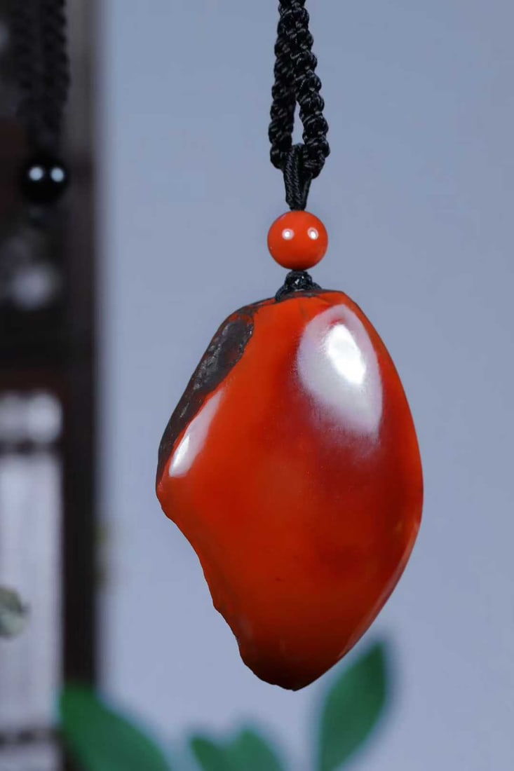 Natural Nanhong Agate Original Stone Pendant w Certificate - 3