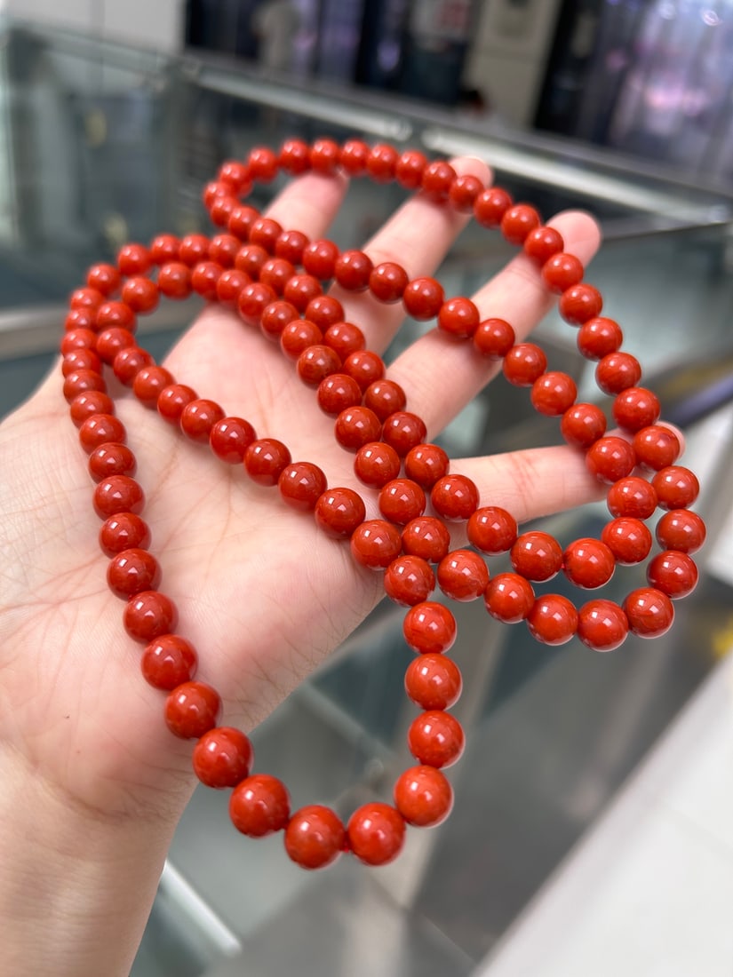 8.5mm Nanhong Agate Beads Hand Chain Necklace - 4