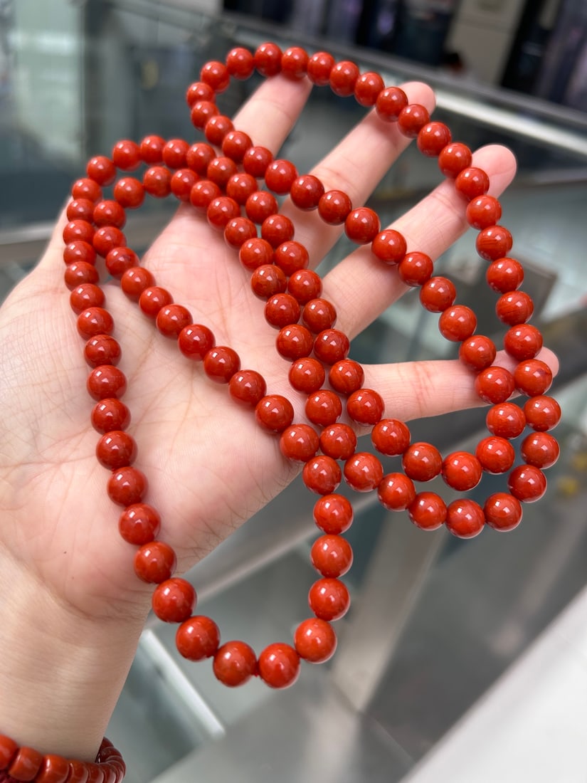 8.5mm Nanhong Agate Beads Hand Chain Necklace - 5