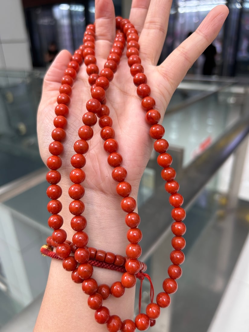 8.5mm Nanhong Agate Beads Hand Chain Necklace - 6