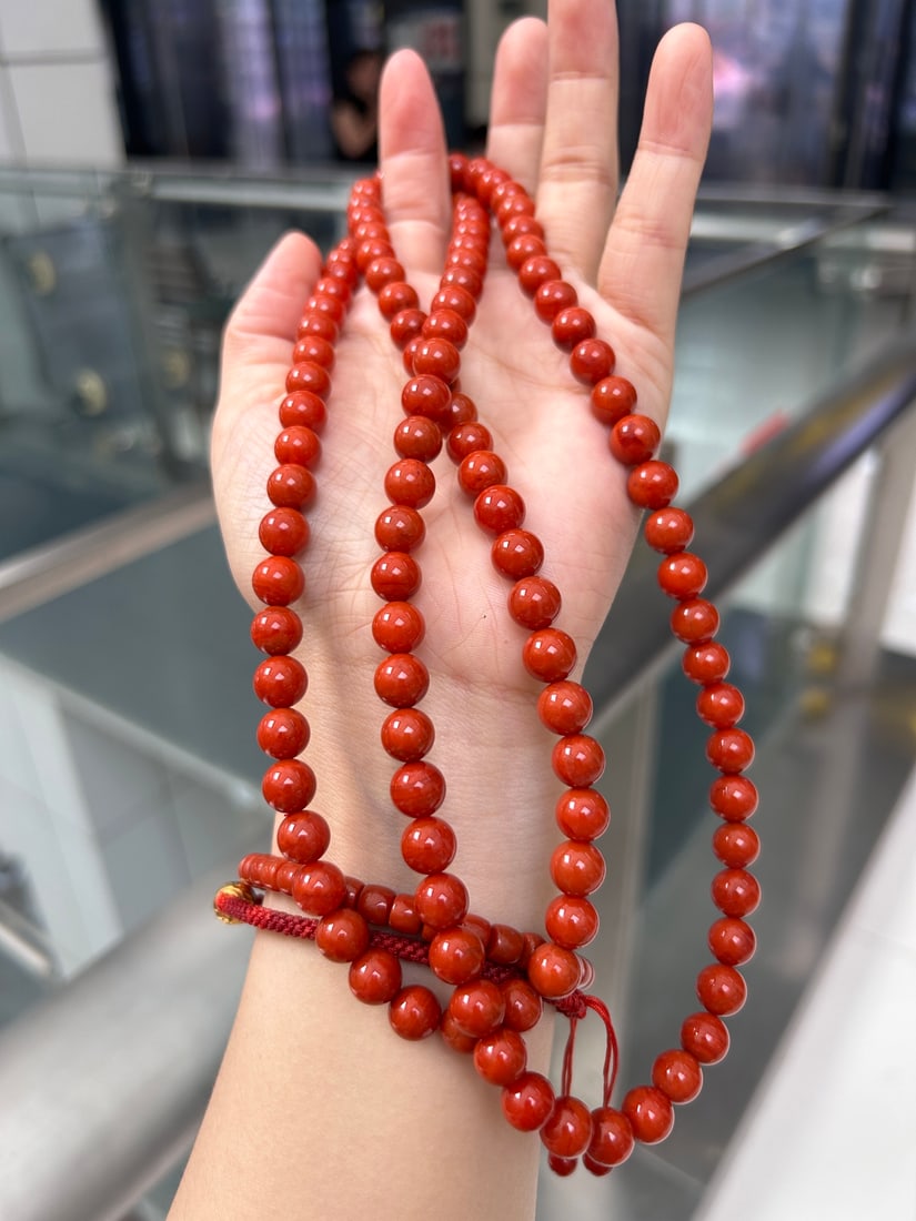 8.5mm Nanhong Agate Beads Hand Chain Necklace - 7