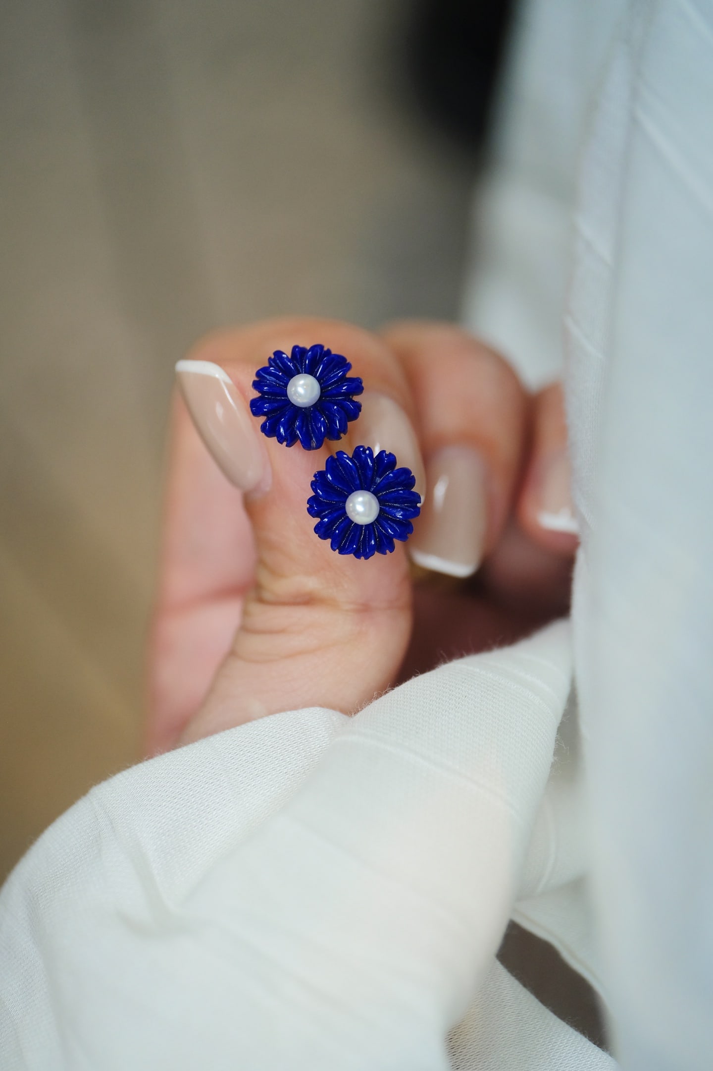 Silver Inlay Lapis Lazuli & Pearl Earrings - 2