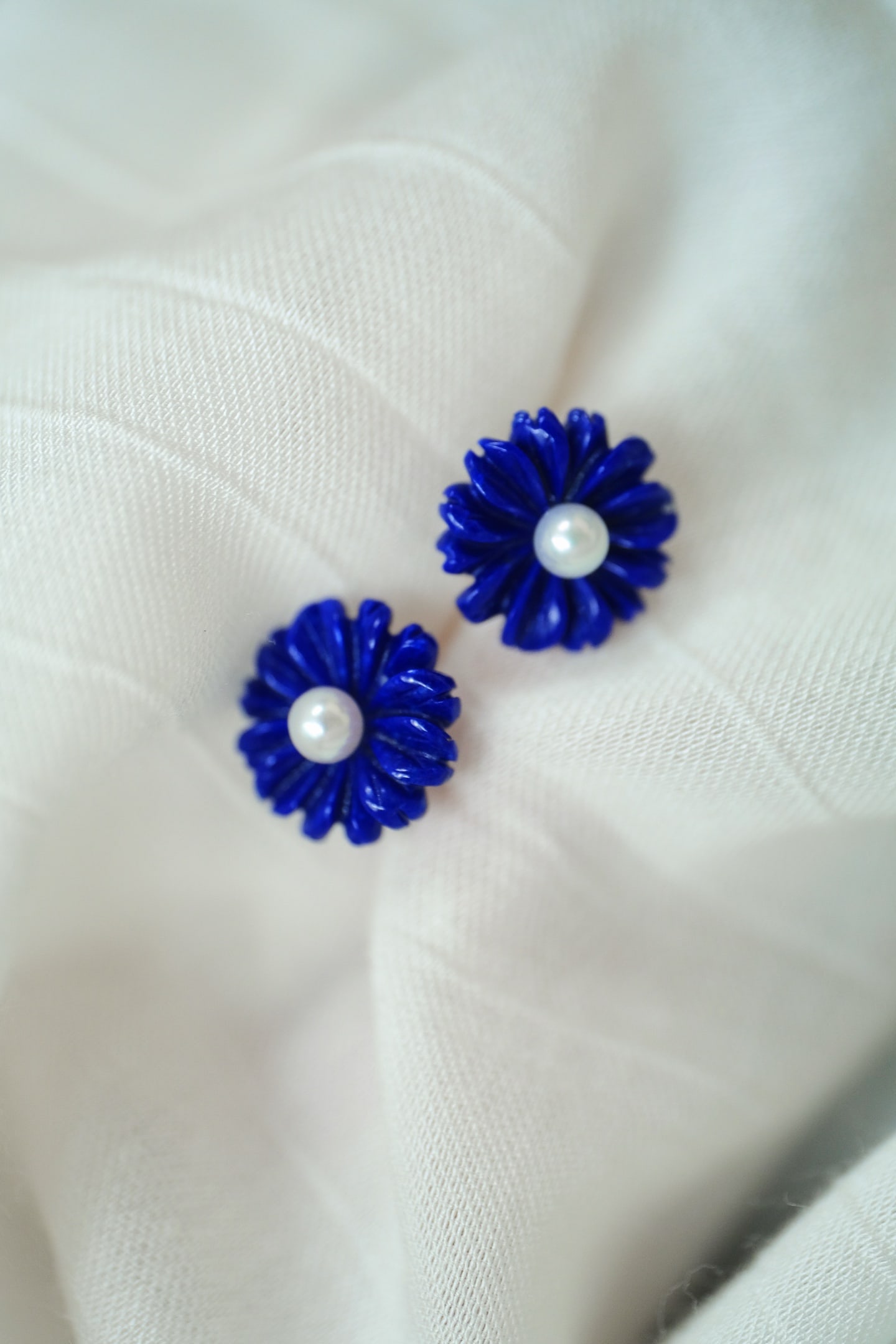 Silver Inlay Lapis Lazuli & Pearl Earrings - 5