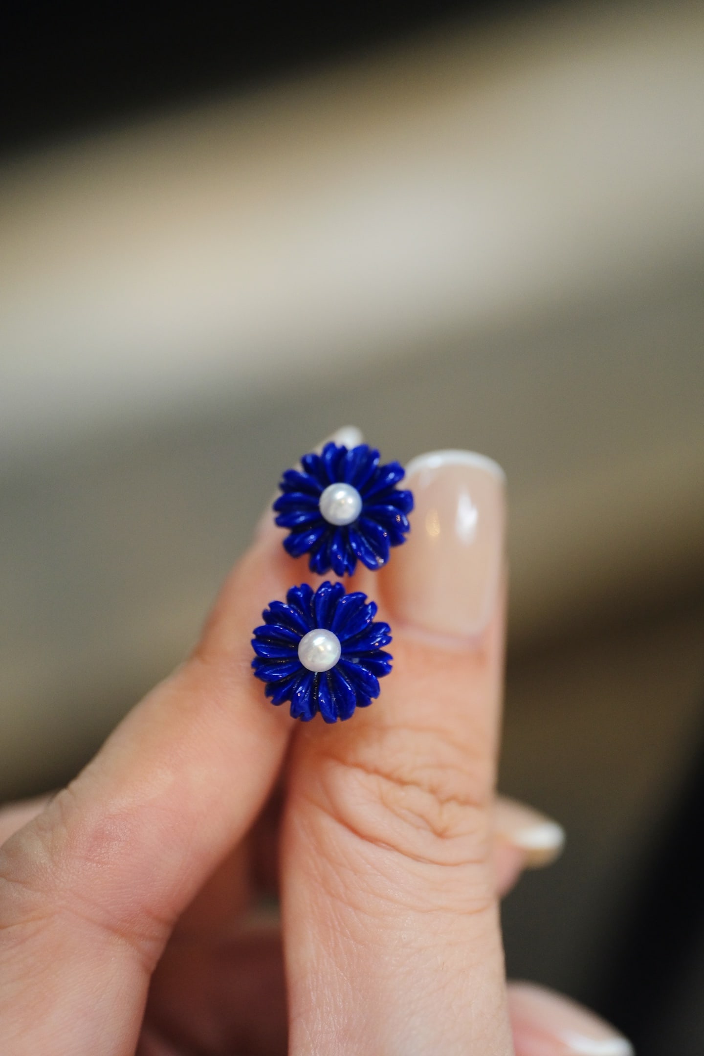 Silver Inlay Lapis Lazuli & Pearl Earrings - 6