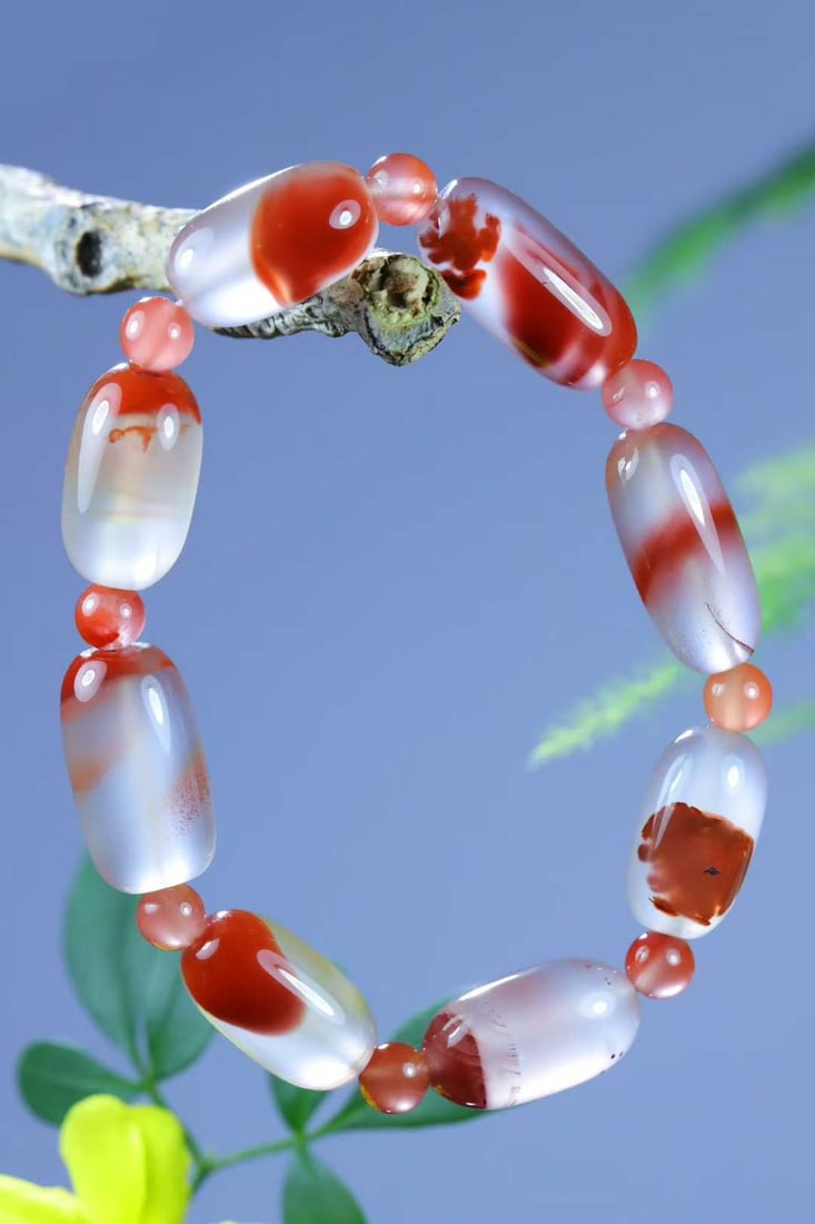 Nanhong Agate Beads Bracelet Bangle w Certificate - 4