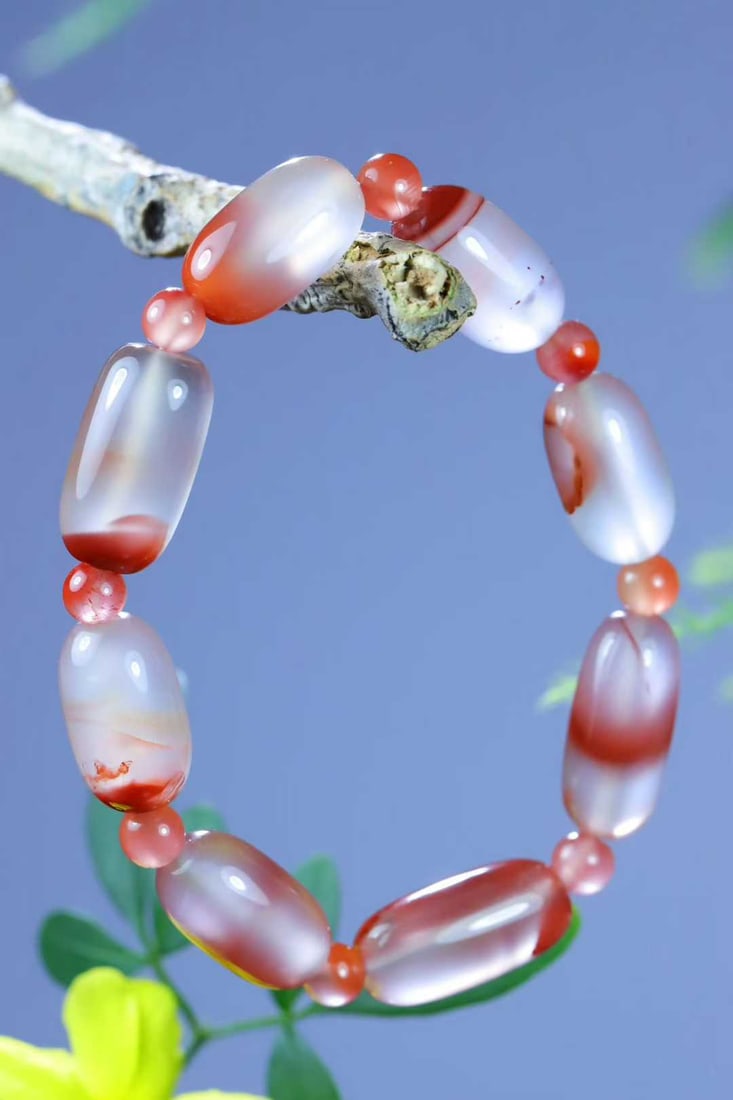 Nanhong Agate Beads Bracelet Bangle w Certificate - 5