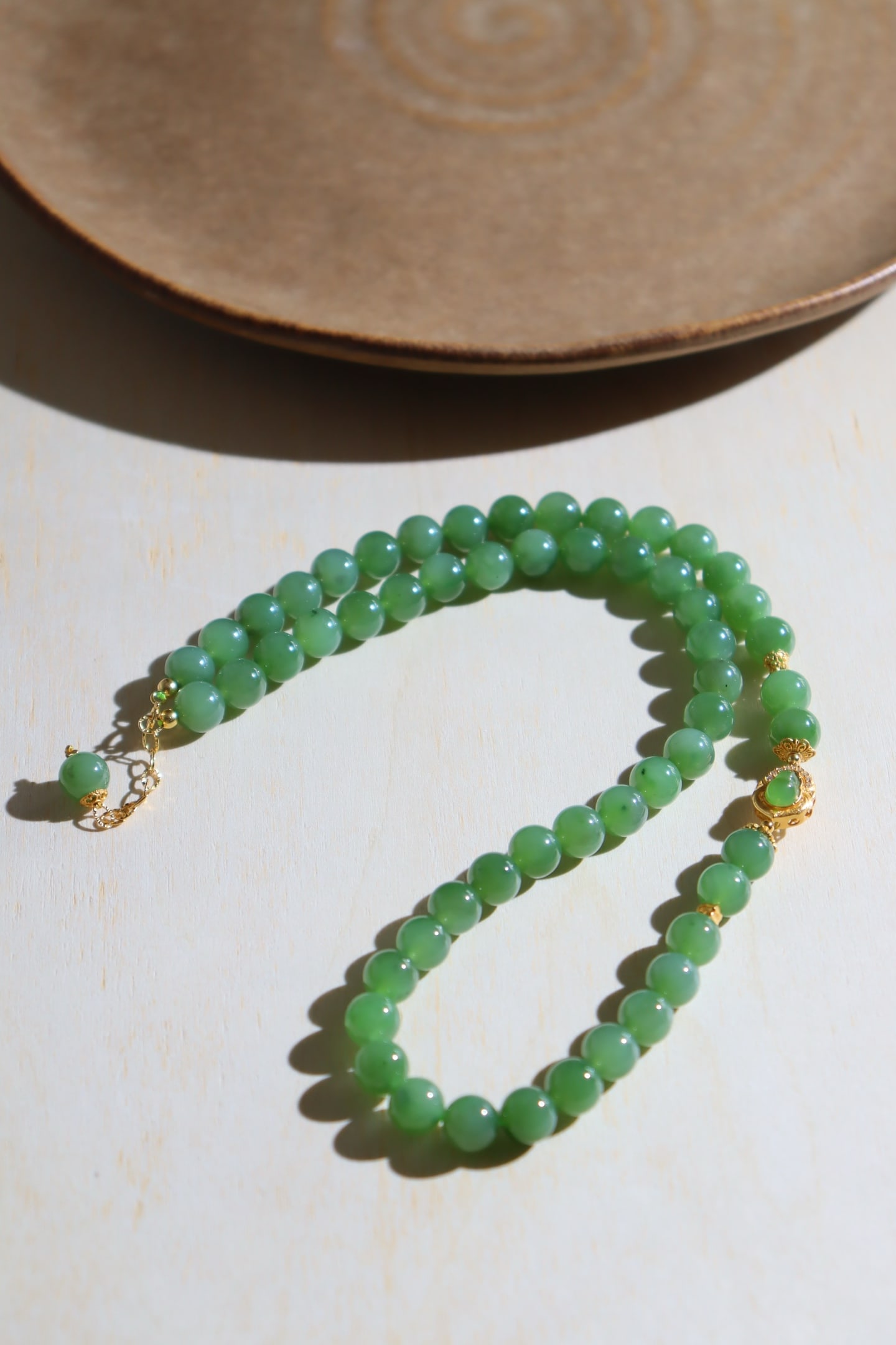 Green Hetian Jade & Silver Necklace with Certificate - 2