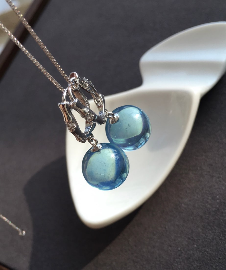 Silver Inlay Natural Aquamarine Earrings - 4