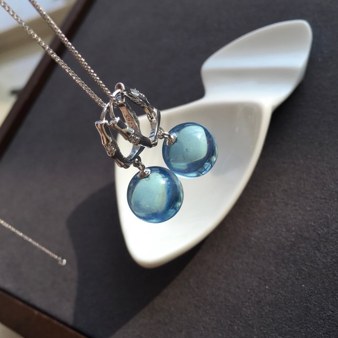 Silver Inlay Natural Aquamarine Earrings - 5