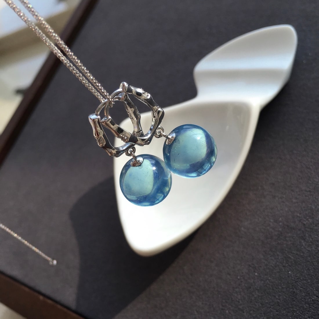 Silver Inlay Natural Aquamarine Earrings - 6