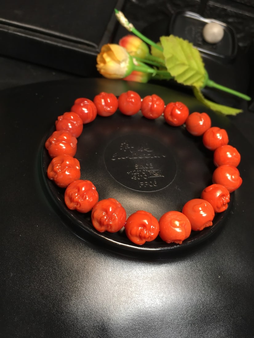 11.5mm Nanhong Agate Buddha Head Bracelet Bangle - 5