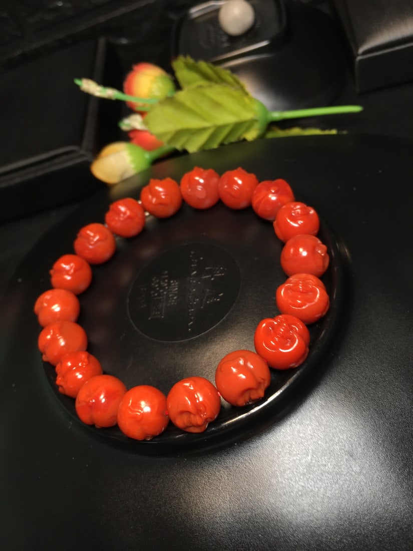 11.5mm Nanhong Agate Buddha Head Bracelet Bangle - 6