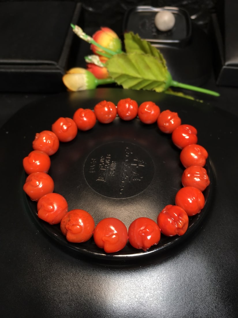 11.5mm Nanhong Agate Buddha Head Bracelet Bangle - 7