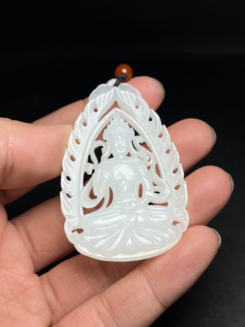 Openwork Hetian Jade Pendant - Kwan-yin - 8