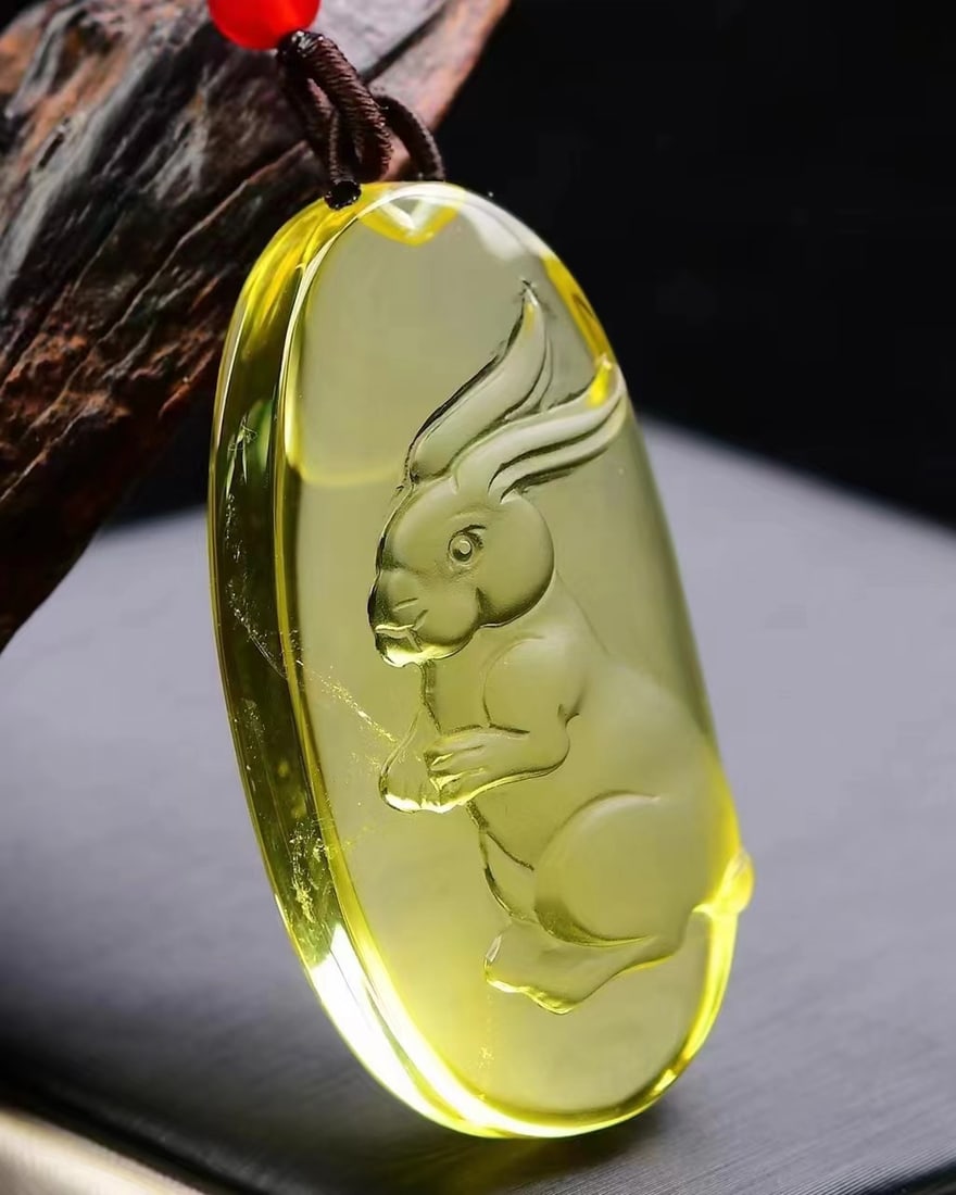 Yellow Crystal Pendant - Rabbit - 2