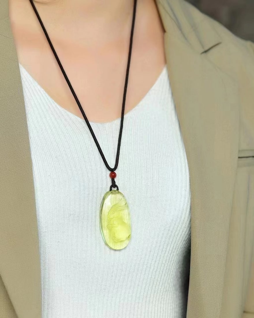Yellow Crystal Pendant - Rabbit - 5