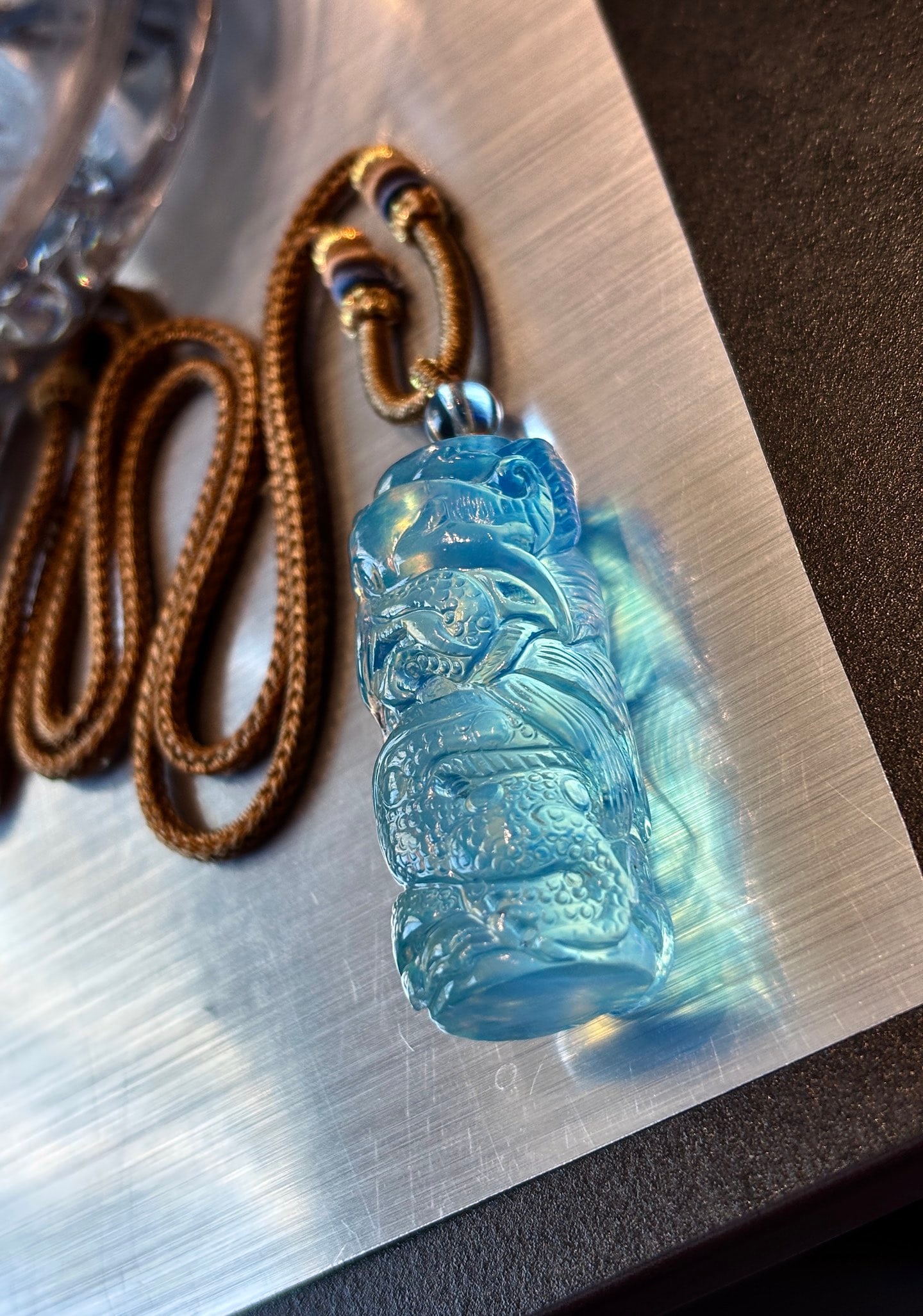 Natural Aquamarine Pendant - Dragon,Certificate - 2