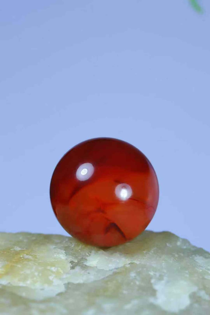 Natural Nanhong Agate Ball Pendant with Certificate - 2