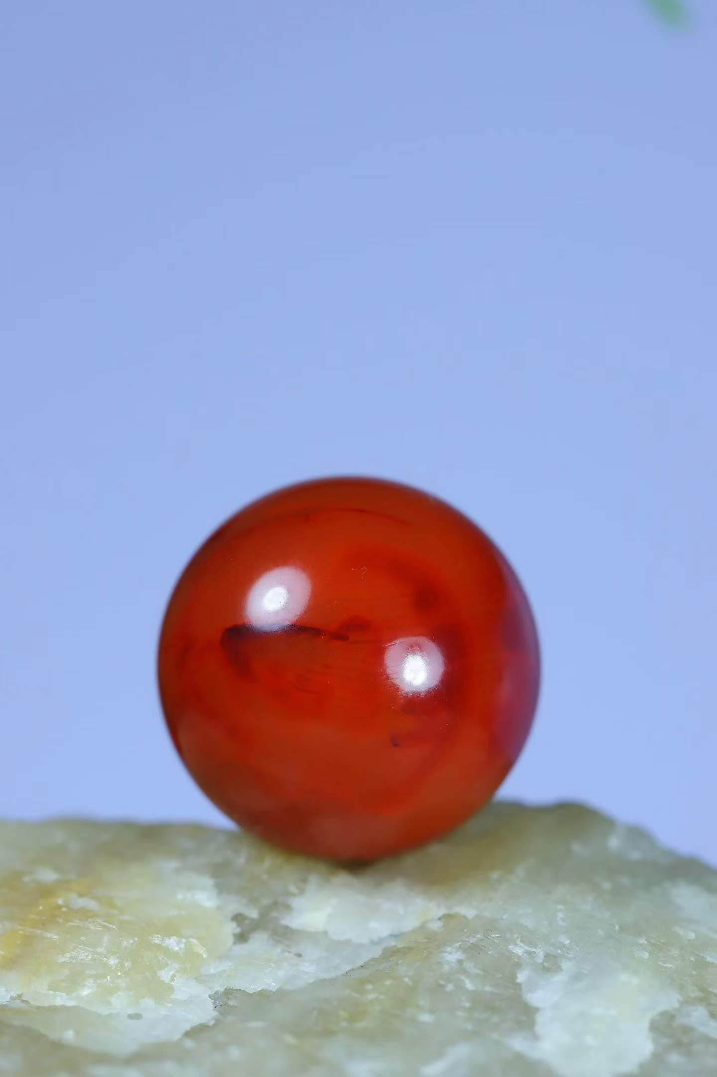 Natural Nanhong Agate Ball Pendant with Certificate - 4