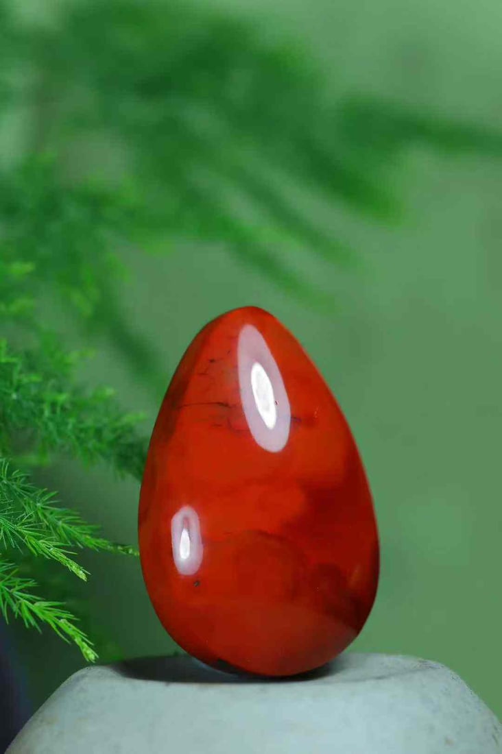 Natural Nanhong Agate Water-drop Pendant with Certificate - 2