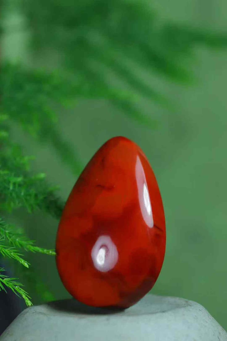 Natural Nanhong Agate Water-drop Pendant with Certificate - 3