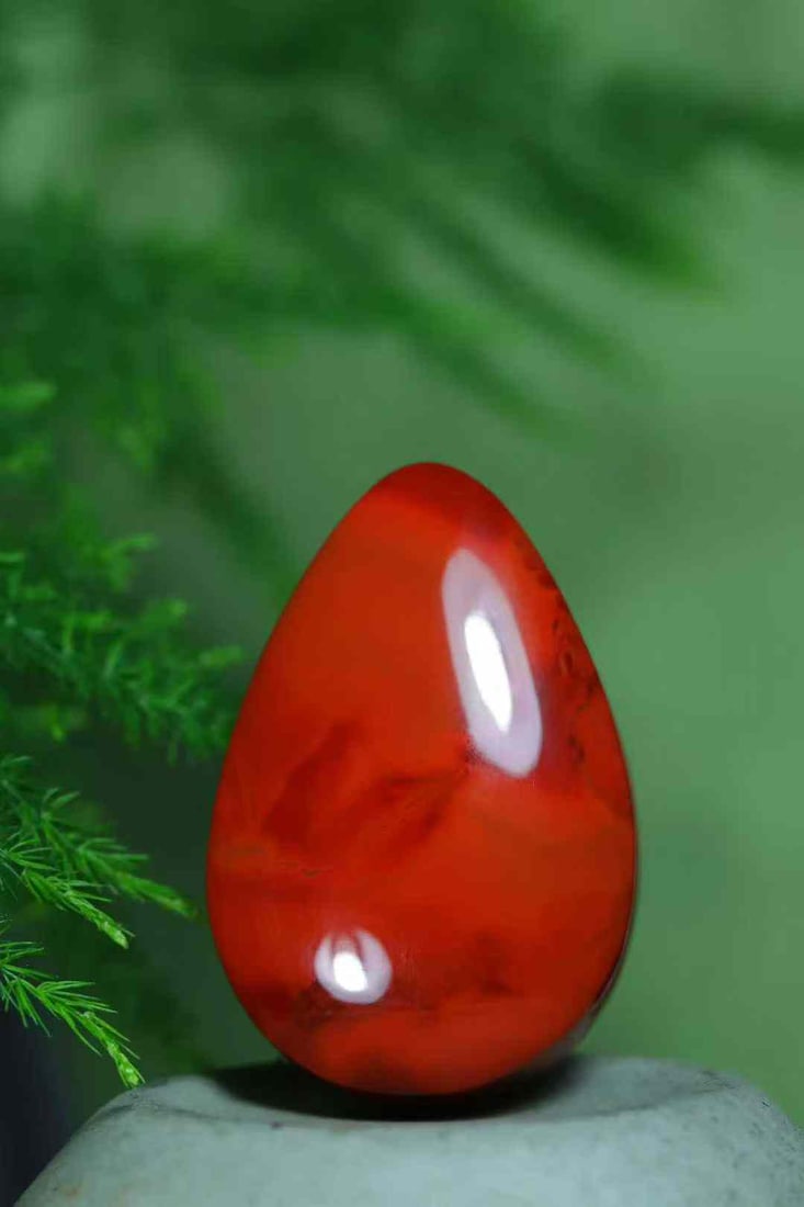 Natural Nanhong Agate Water-drop Pendant with Certificate - 4