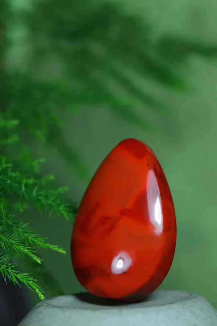 Natural Nanhong Agate Water-drop Pendant with Certificate - 5
