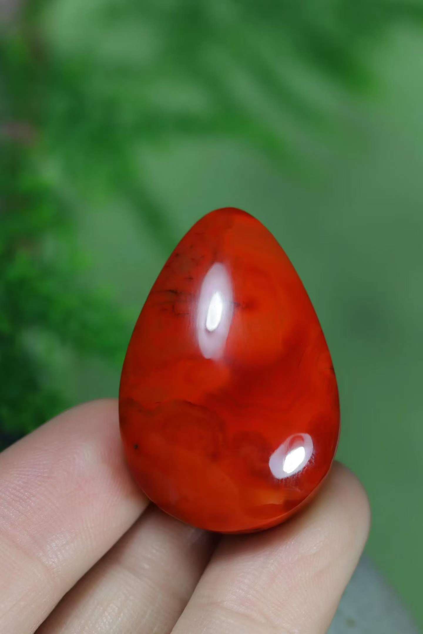 Natural Nanhong Agate Water-drop Pendant with Certificate - 6