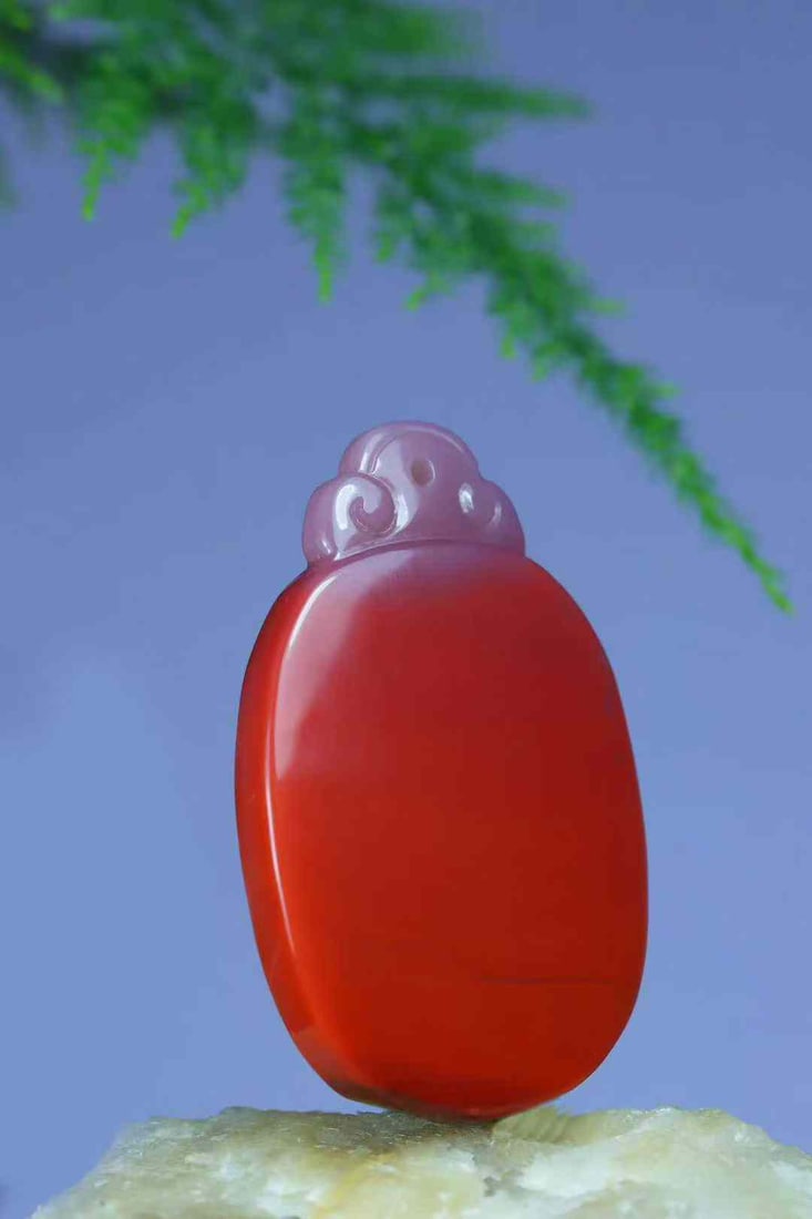 Natural Nanhong Agate Lucky Pendant with Certificate - 2