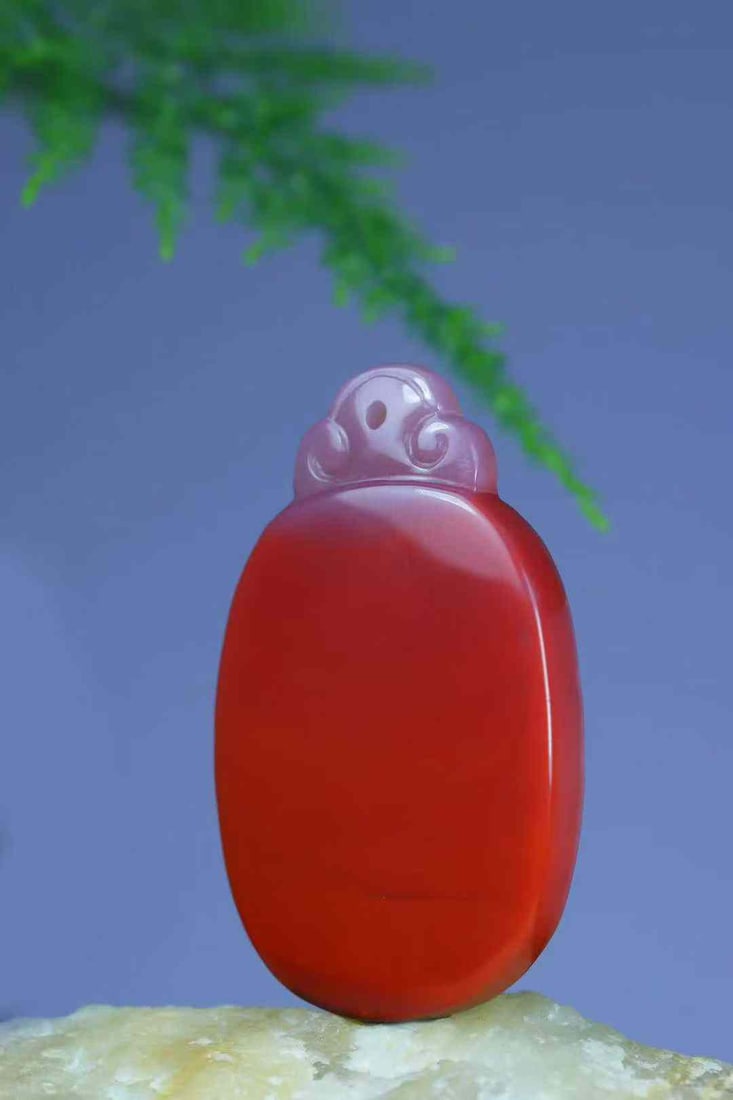 Natural Nanhong Agate Lucky Pendant with Certificate - 3