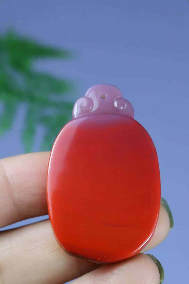 Natural Nanhong Agate Lucky Pendant with Certificate - 6