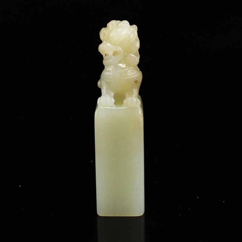 Hetian Jade Seal/Stamp Lion Statue - 2