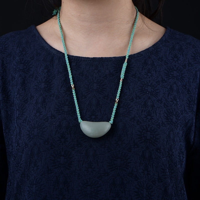 Hand knitting Hetian Jade Pendant w Certificate - 5