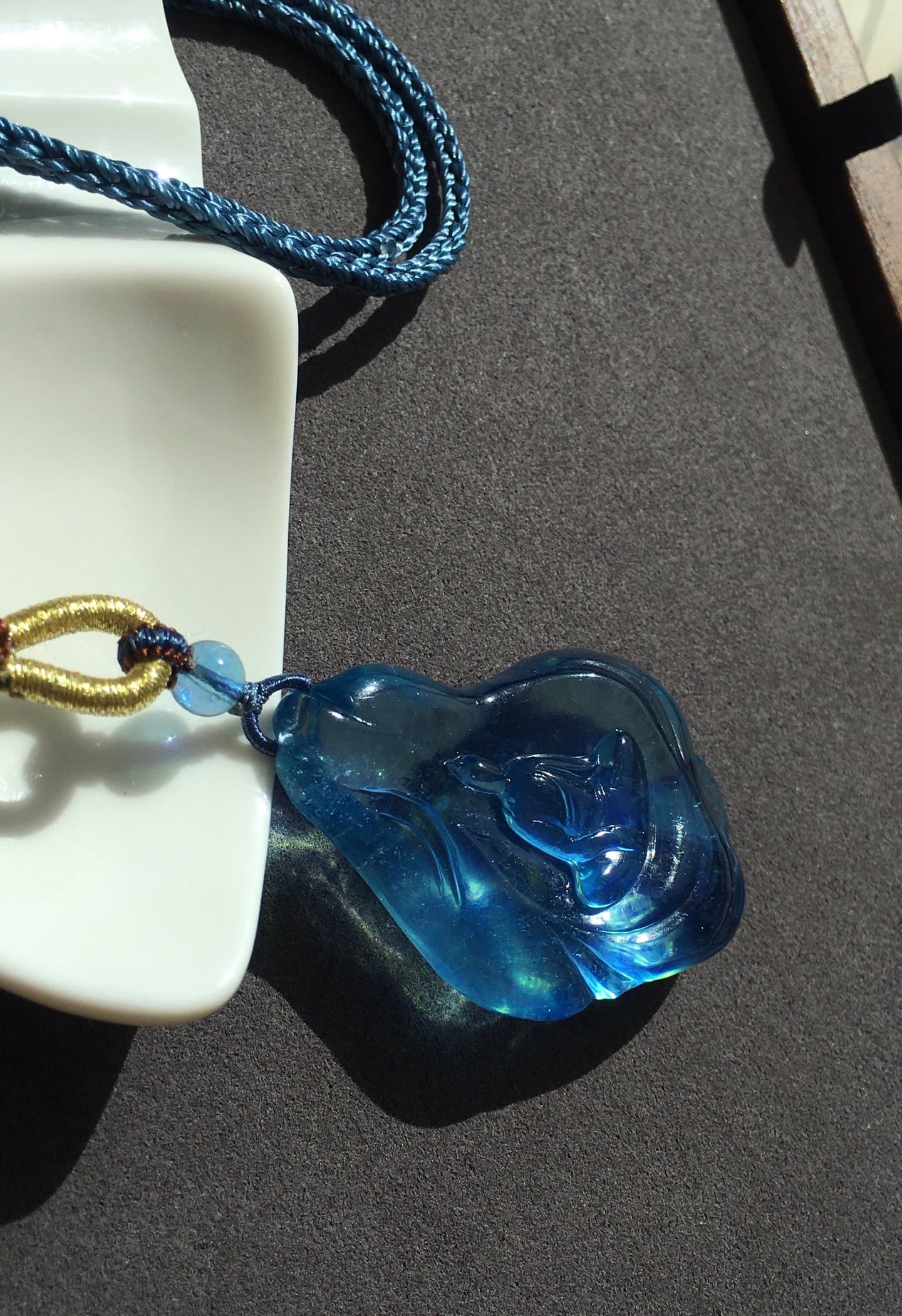 Natural Aquamarine Buddha Pendant w Certificate - 7