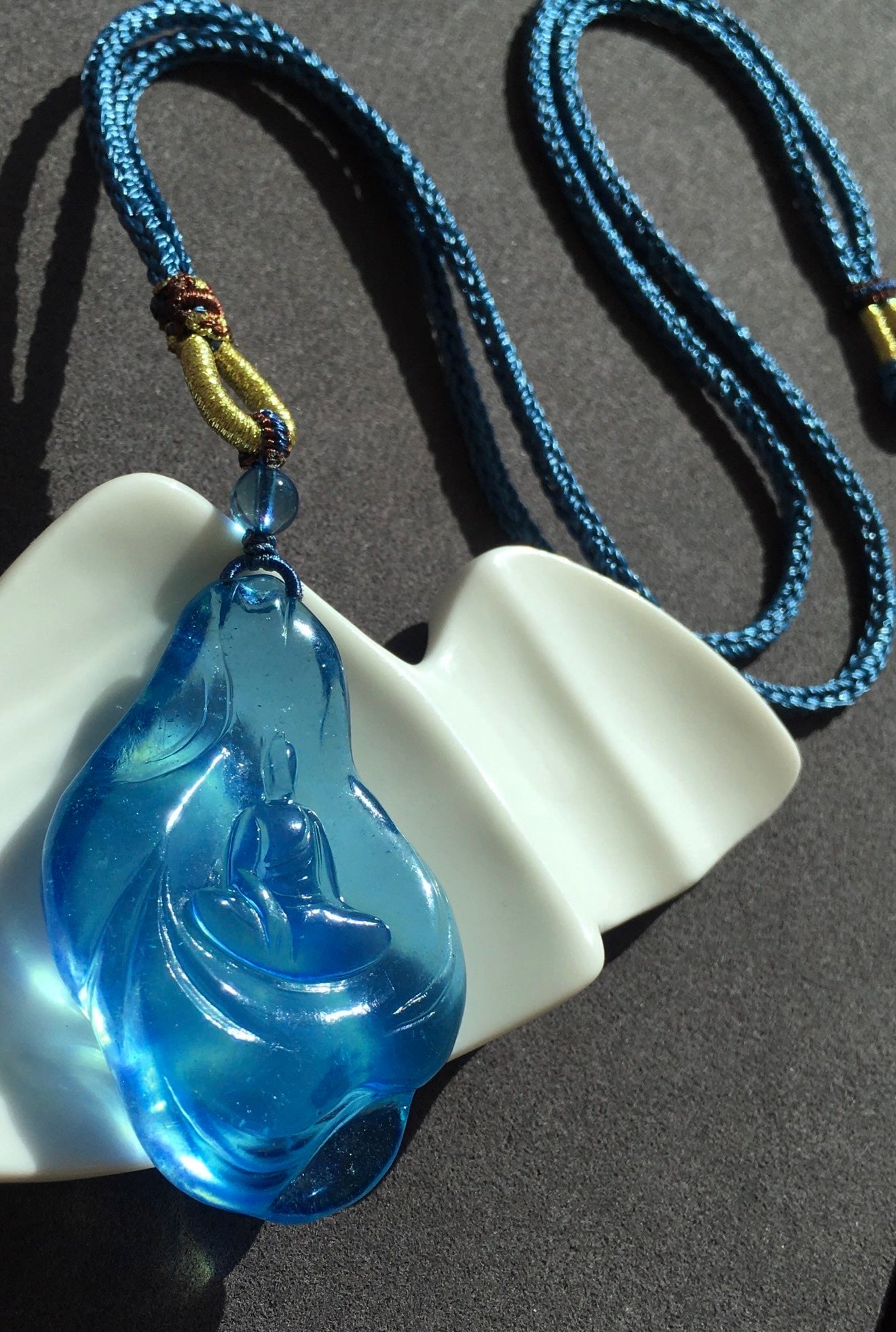 Natural Aquamarine Buddha Pendant w Certificate - 8