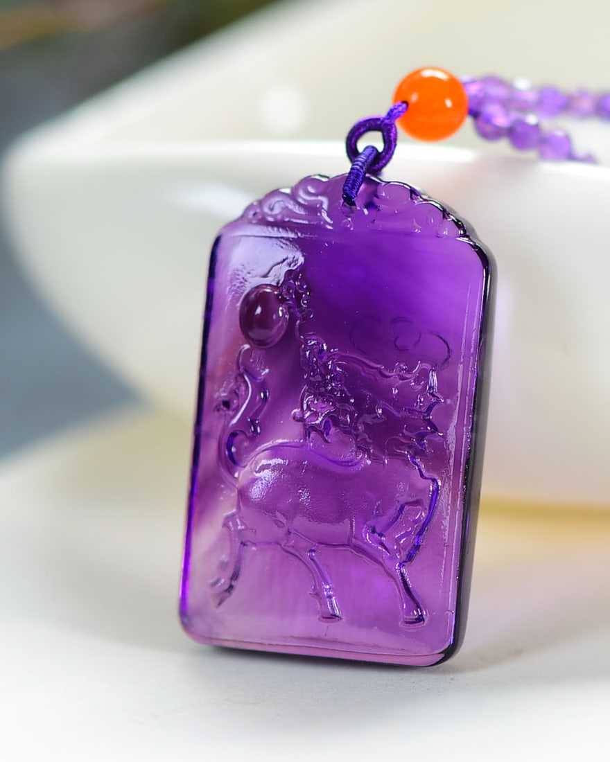 Natural Amethyst Pendant - Kylin - 2