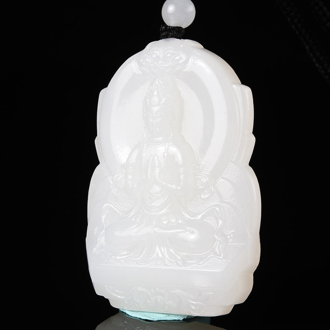 Hetian Jade Hand-Carved Kwan-yin Pendant w Certificate - 2