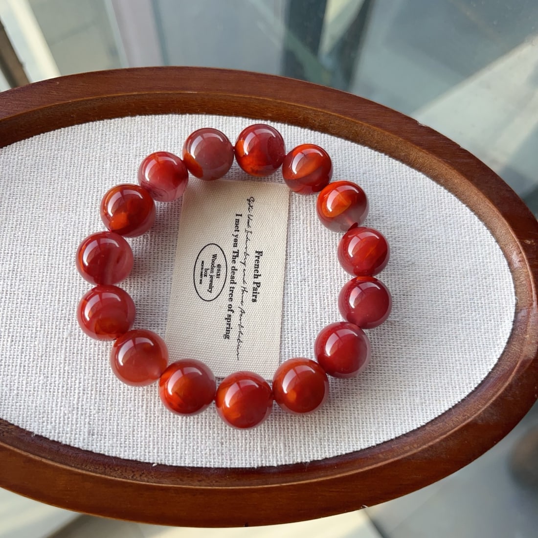 14mm Nanhong Agate Beads Bracelet Bangle w Certificate - 5