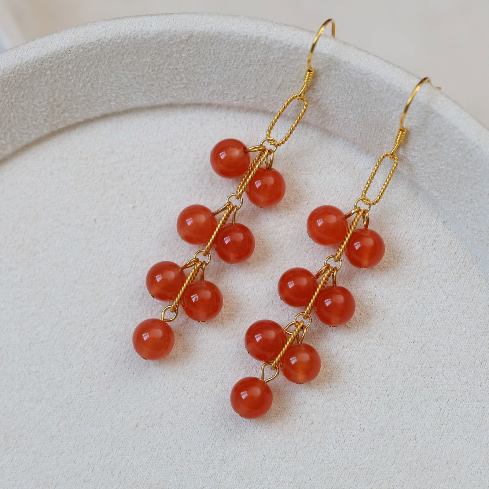 A Pair Nanhong Agate Earrings - 2