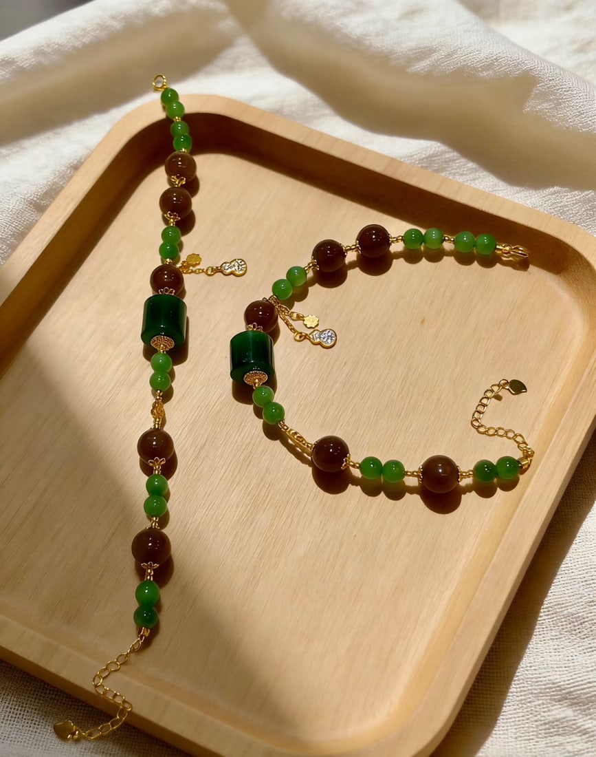 Hetian Jade & Silver Hand Chain - 5