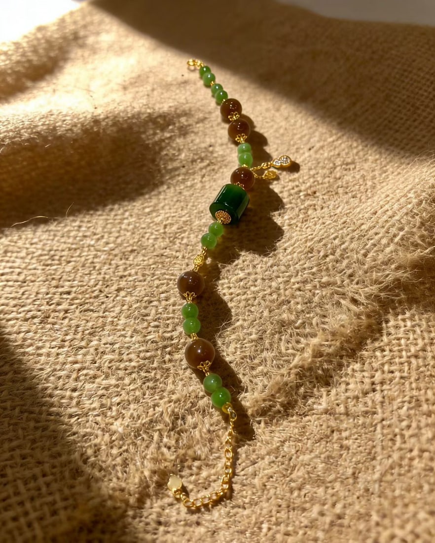 Hetian Jade & Silver Hand Chain - 6