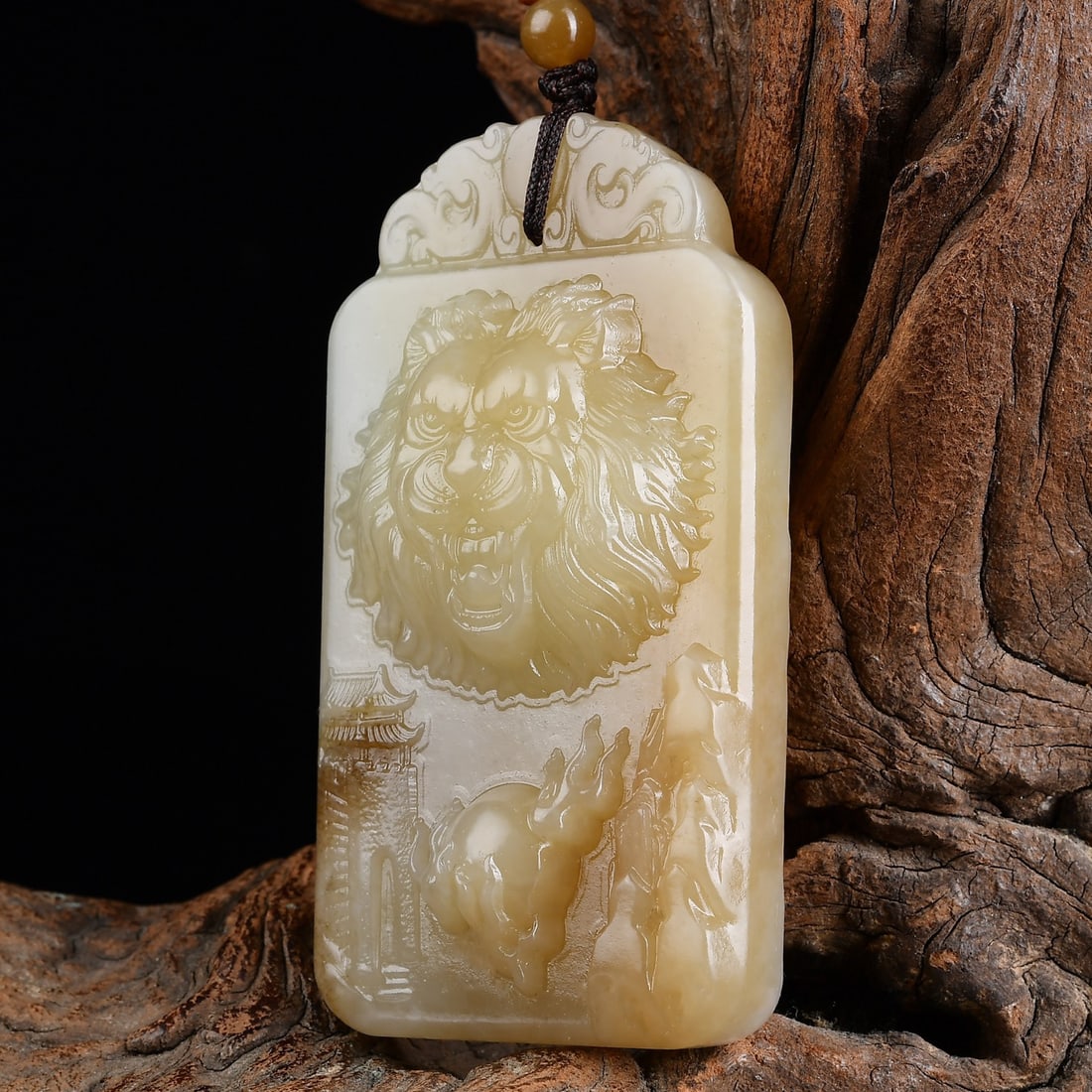 Hetian Jade Hand-carved Kwan-yin,Phoenix,Lion Pendant w Certificate - 2