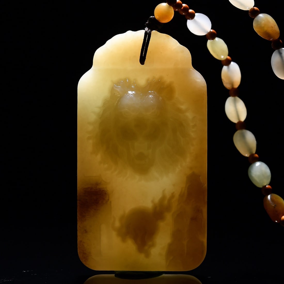 Hetian Jade Hand-carved Kwan-yin,Phoenix,Lion Pendant w Certificate - 4