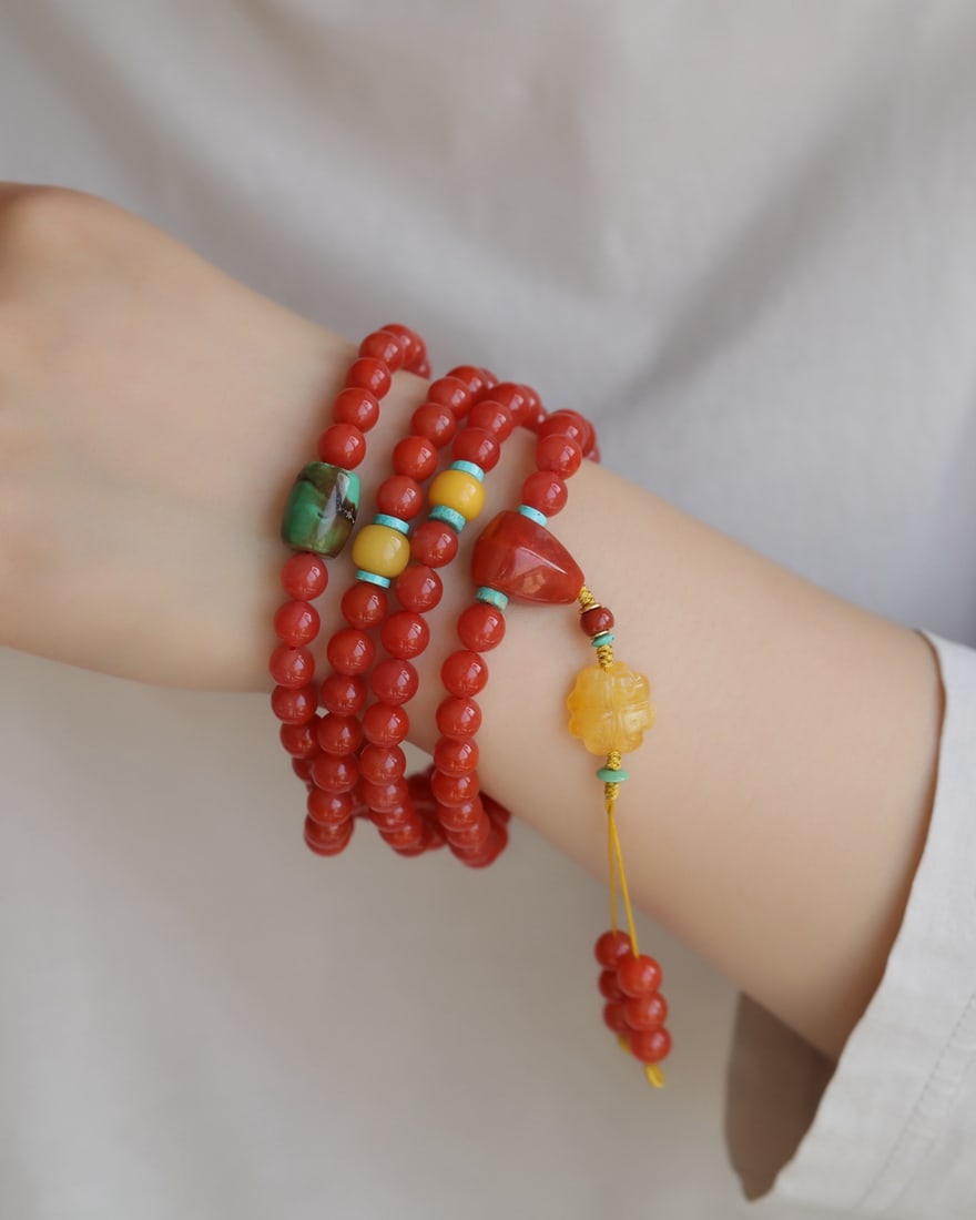 Hand knitting Nanhong Agate Hand Chain - 2