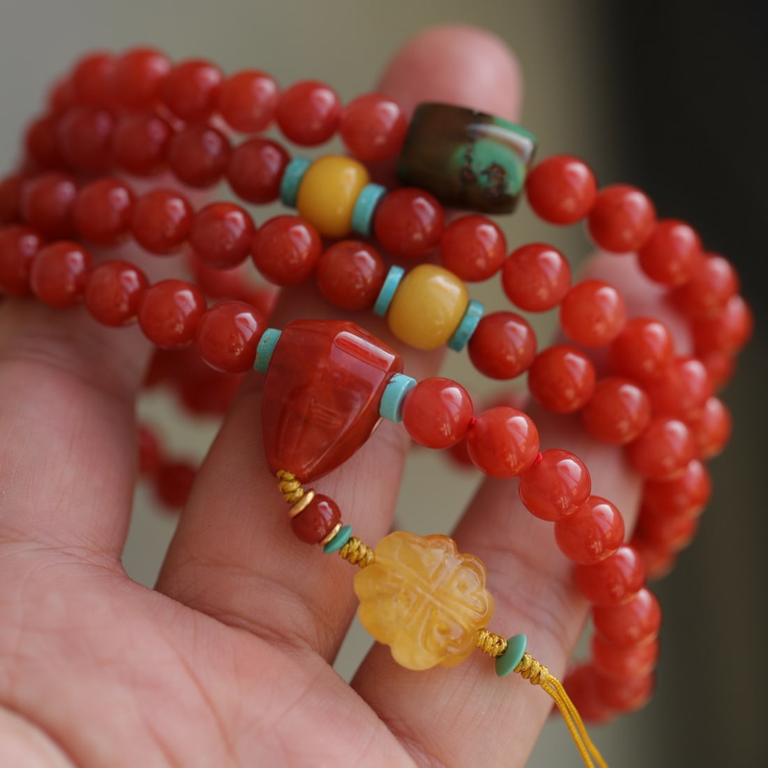 Hand knitting Nanhong Agate Hand Chain - 6