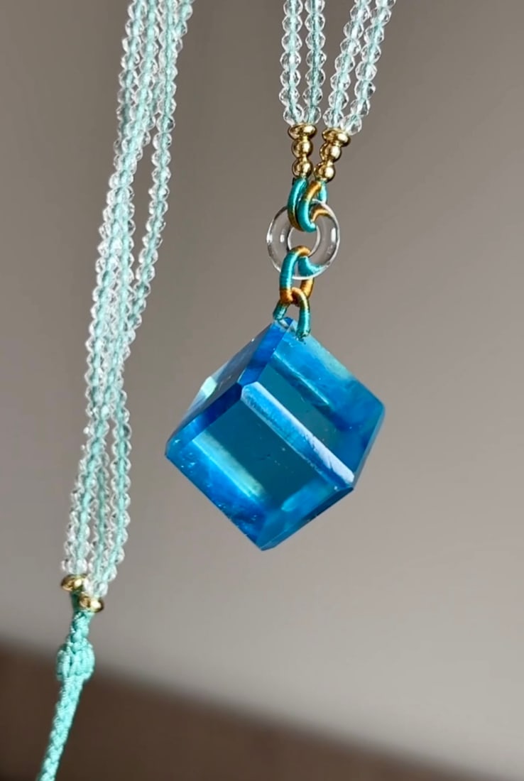 Natural Aquamarine Pendant - Square - 2