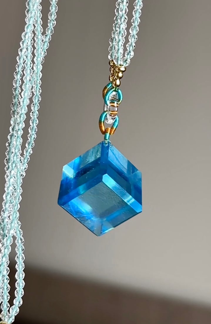 Natural Aquamarine Pendant - Square - 3