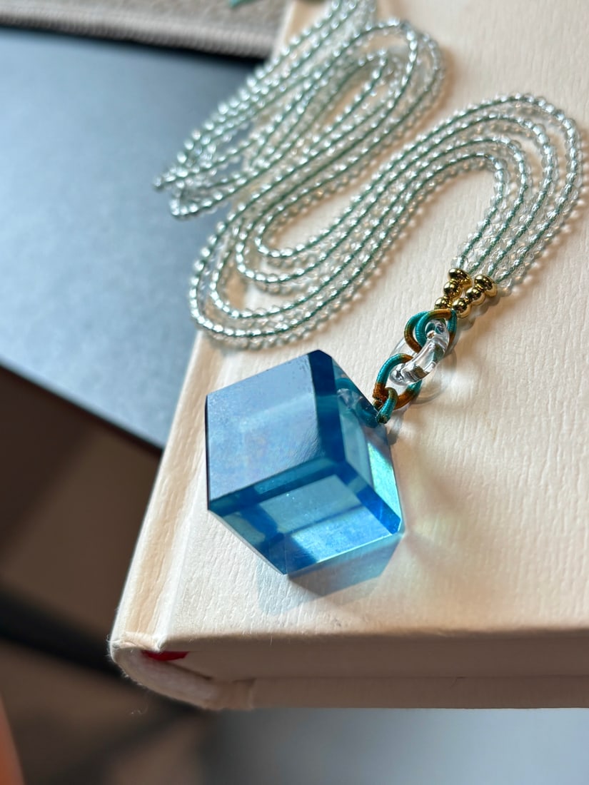 Natural Aquamarine Pendant - Square - 4